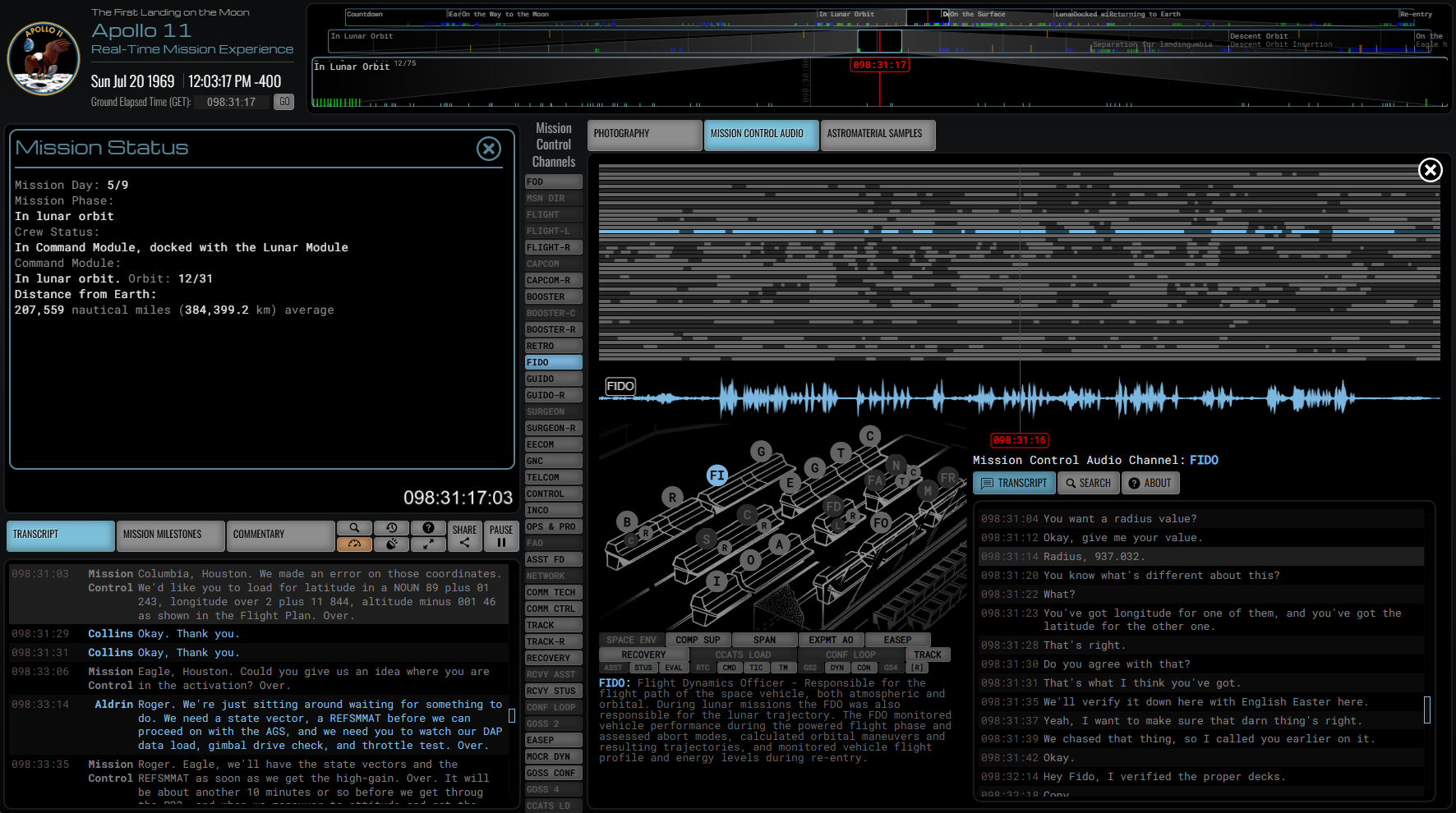 AiRT Interface to listen to all tracks of mission control audio for the entire mission