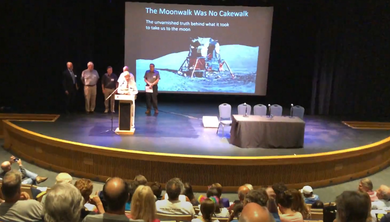 Retired members of the Grumman team who built the Lunar Module giving a joint presentation at The Montauk Observatory, Long Island, NY