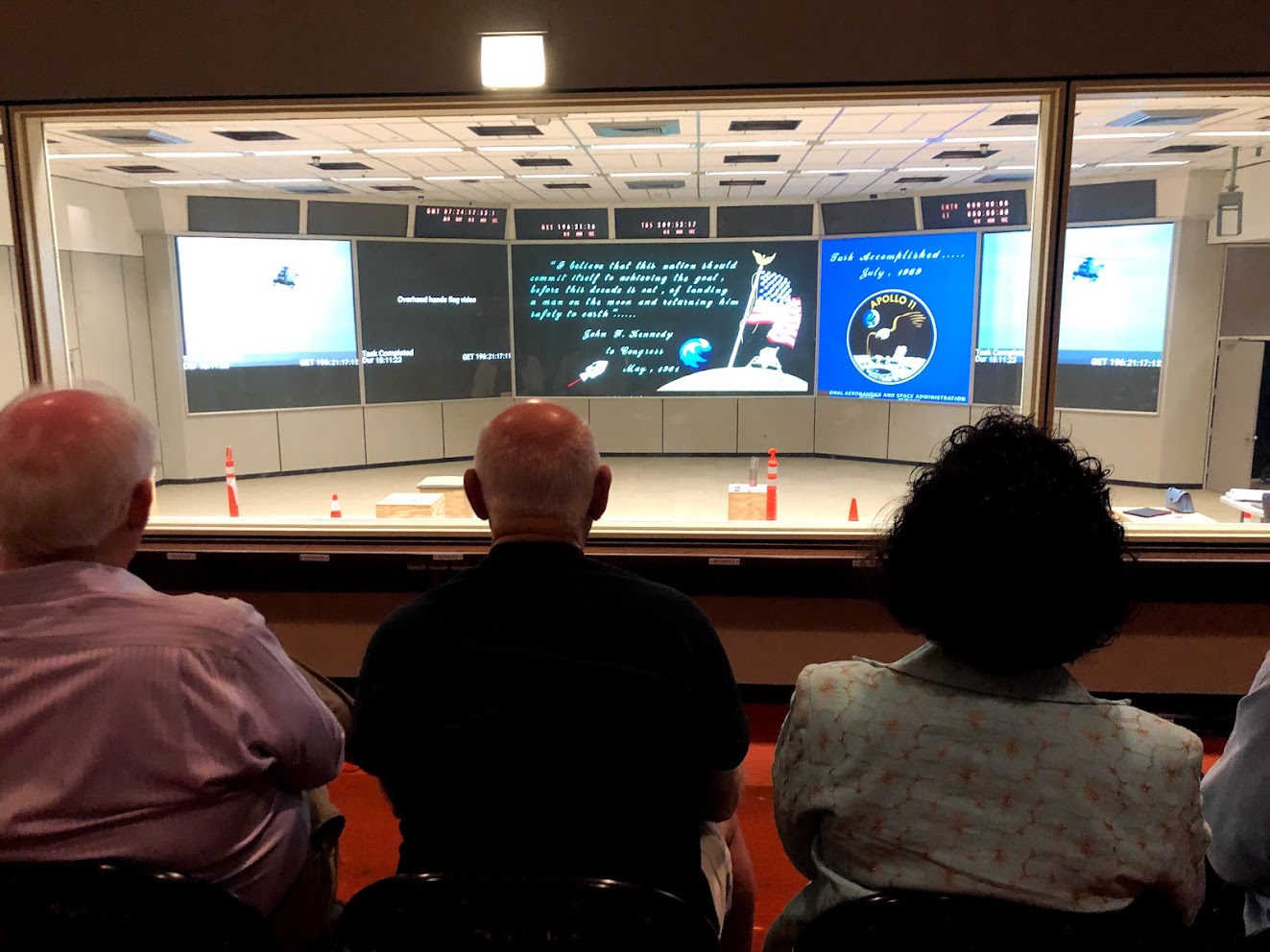 Spencer Gardner, Ed Fendell, and Sandra Tetley watch a test screening