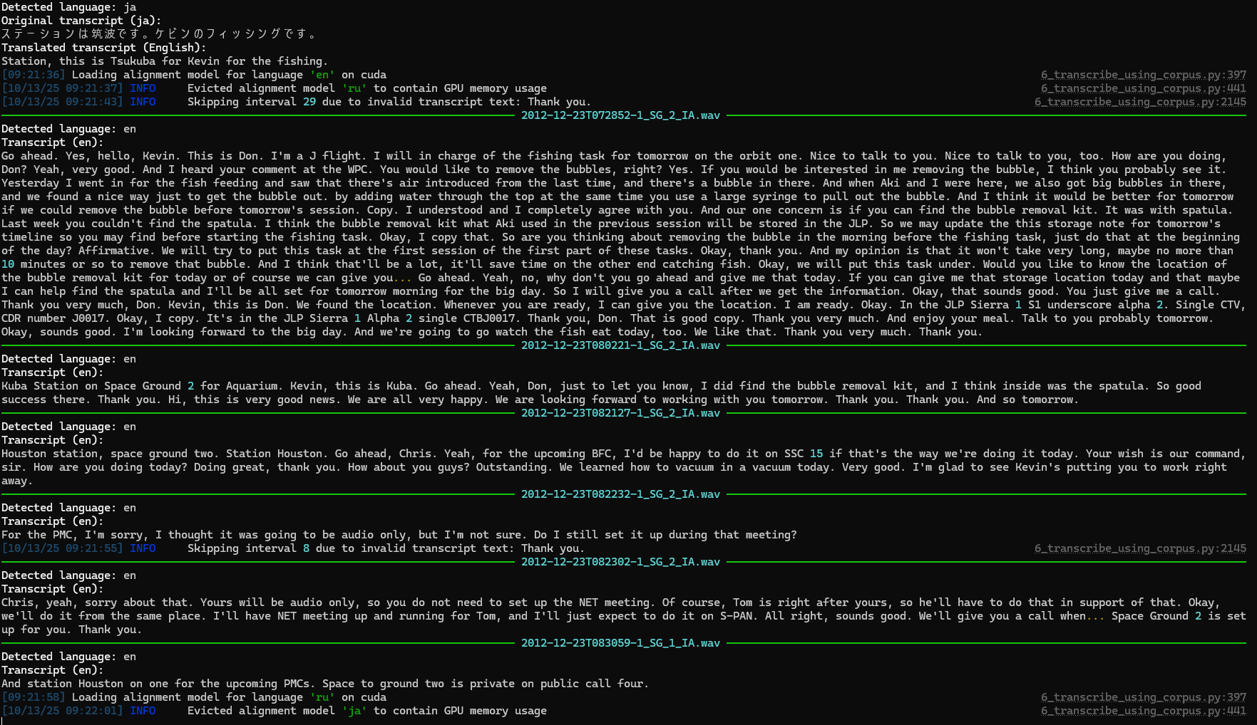 Transcription including translation.